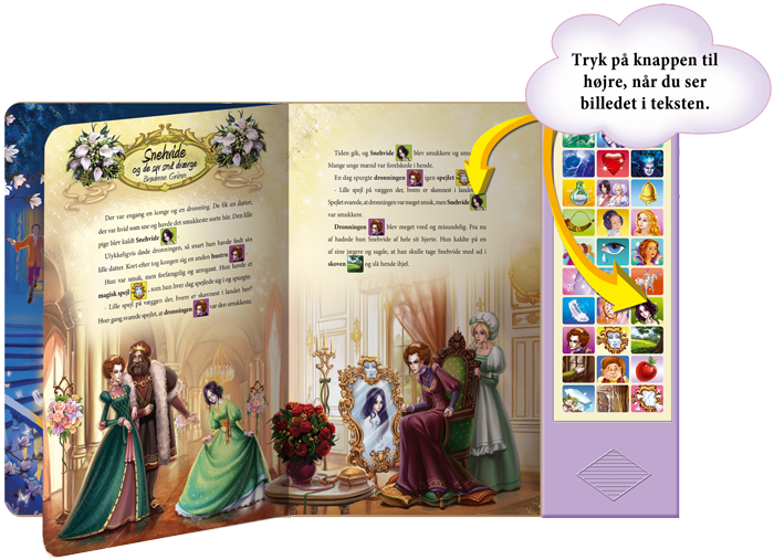 Eventyr om Prinsesser, en interaktiv børnebog med knapper og lyd